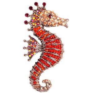 Creative Unique Seahorse Shape Rhinestone Decorative Enamel Alloy Brooch